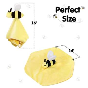 Eunikroko Baby Security Blanket Bee Baby Girl Lovey Plush Unisex Snuggle Lovie Blanket for Newborn Baby Toddlers Kids 14 inches