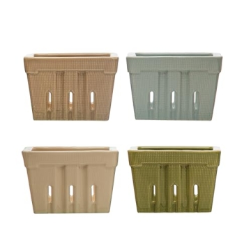 Creative Co-Op Stoneware Set of 4 Colorful Berry Baskets