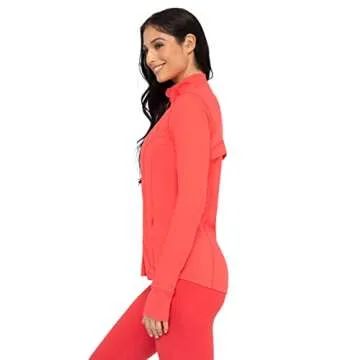 90 Degree By Reflex Women's Lightweight, Full Zip Running Track Jacket - Hibiscus - Small