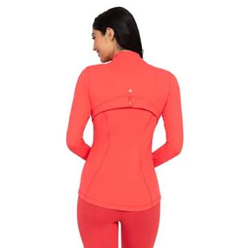 90 Degree By Reflex Women's Lightweight, Full Zip Running Track Jacket - Hibiscus - Small