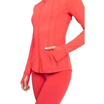 90 Degree By Reflex Women's Lightweight, Full Zip Running Track Jacket - Hibiscus - Small