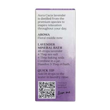 Aura Cacia 100% Pure Lavender Essential Oil, 0.5 fl. oz, Calm Relaxing Aroma, Therapeutic Grade, Eth...