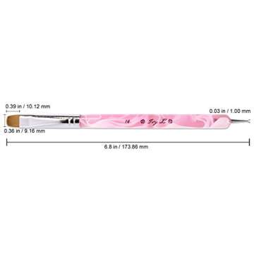 Ivy L Premium 2 Way French Gel Acrylic Nail Art Kolinsky Brush with Dotting Tool for Professional Ma...