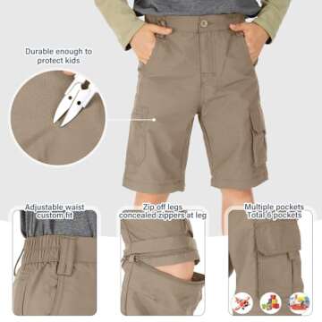 Asfixiado Boys Outdoor Quick Dry Cargo Pants - Khaki