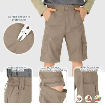 Asfixiado Boys Outdoor Quick Dry Cargo Pants - Khaki