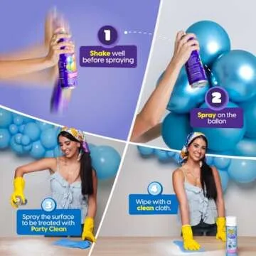 Party Shine Bundle: Balloon Shine Spray & Party Clean – Waterproof, Non-Slip Shine (13oz) + Essential Cleaner (14oz) for Floors, Backdrops, & Bounce Houses – Perfect for Party Decor