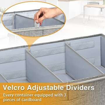 Punemi Under Bed Storage with Adjustable Dividers, Underbed Clothes Storage Containers Bins 31.5 x 16.1 x 6 inch High, Firm Sides Closet Organizers for Towels, Sweaters, Linen Sheets, 2Pack