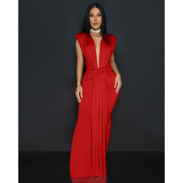 Elegant Memoriesea Sleeveless Bodycon Evening Gown Red