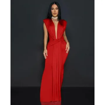 Elegant Memoriesea Sleeveless Bodycon Evening Gown Red