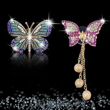Bling Butterfly Air Vent Clips, 4 Pcs Crystal Butterfly Pandent Car Air Fresheners Vent Clips Car Diffuser Vent Clip Diamond Car Decoration Cute Car Interior Decor Bling Car Accessories for Women