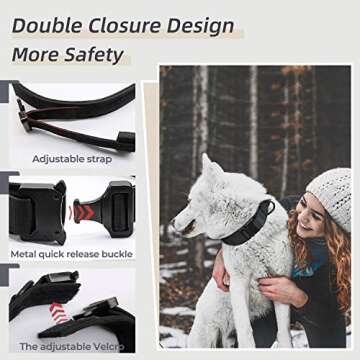 Tactical Dog Collar Adjustable Military Nylon Thick Dog Collars Heavy Duty Metal Buckle and Handle for Medium Large Dog