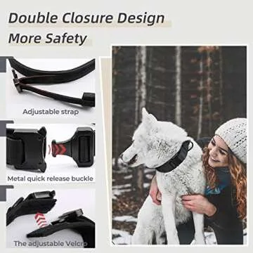 Tactical Dog Collar Adjustable Military Nylon Thick Dog Collars Heavy Duty Metal Buckle and Handle for Medium Large Dog