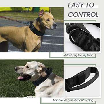 Tactical Dog Collar Adjustable Military Nylon Thick Dog Collars Heavy Duty Metal Buckle and Handle for Medium Large Dog