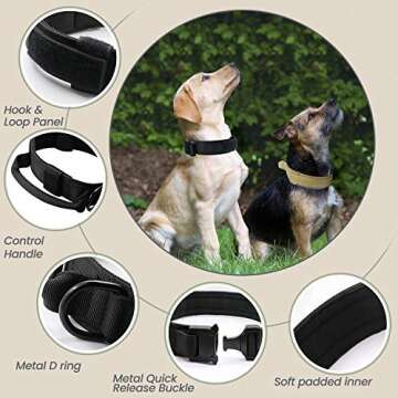 Tactical Dog Collar Adjustable Military Nylon Thick Dog Collars Heavy Duty Metal Buckle and Handle for Medium Large Dog
