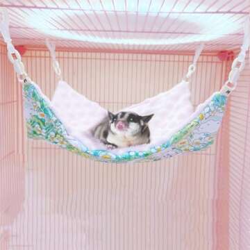 Fnaobai Rat Hammocks for Cage Small Pet Animal Accessories Hanging Warm Hammock Bed Soft Plush Hamst...