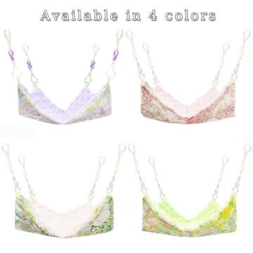 Fnaobai Rat Hammocks for Cage Small Pet Animal Accessories Hanging Warm Hammock Bed Soft Plush Hamster Guinea Pig Chinchilla Ferret Hammocks Carrier for Small Animal Playing Sleeping (Green Floral)