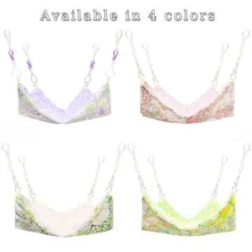 Fnaobai Rat Hammocks for Cage Small Pet Animal Accessories Hanging Warm Hammock Bed Soft Plush Hamster Guinea Pig Chinchilla Ferret Hammocks Carrier for Small Animal Playing Sleeping (Green Floral)