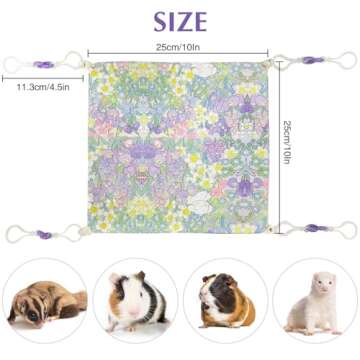 Fnaobai Rat Hammocks for Cage Small Pet Animal Accessories Hanging Warm Hammock Bed Soft Plush Hamster Guinea Pig Chinchilla Ferret Hammocks Carrier for Small Animal Playing Sleeping (Green Floral)