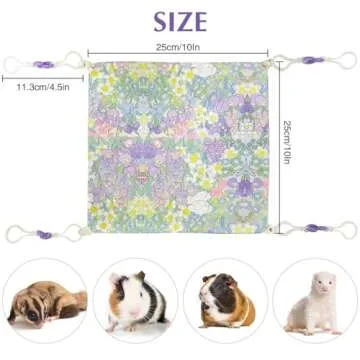 Fnaobai Rat Hammocks for Cage Small Pet Animal Accessories Hanging Warm Hammock Bed Soft Plush Hamster Guinea Pig Chinchilla Ferret Hammocks Carrier for Small Animal Playing Sleeping (Green Floral)