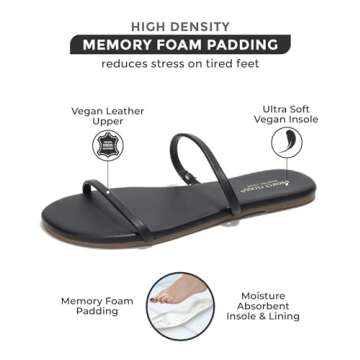 Project Cloud Sandals Women - Memory Foam Flip Flops - Lightweight Vegan Leather Beach Slides