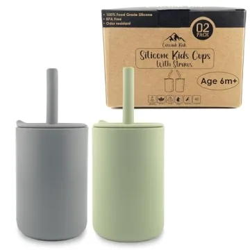 Cascade Kids Silicone Kids Cups with Straws - Unbreakable Training Cup Set for Babies and Toddlers