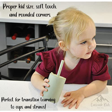 Cascade Kids Silicone Cups with Straws - Safe and Durable