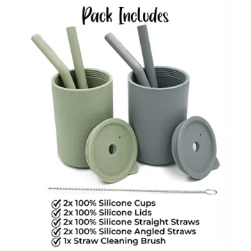 Cascade Kids Silicone Cups with Straws - Safe and Durable