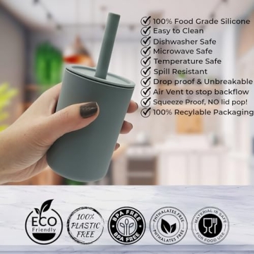 Cascade Kids Silicone Cups with Straws - Safe and Durable