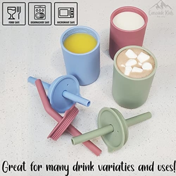 Cascade Kids Silicone Cups with Straws - Safe and Durable