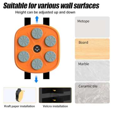 BOLUPO 2024 Upgrade Intelligent Music Boxing Machine, Electronic Boxing Trainer with Gloves, Music Workout Machine with Smart Display Screen Punching Machine for Adults, (Orange)