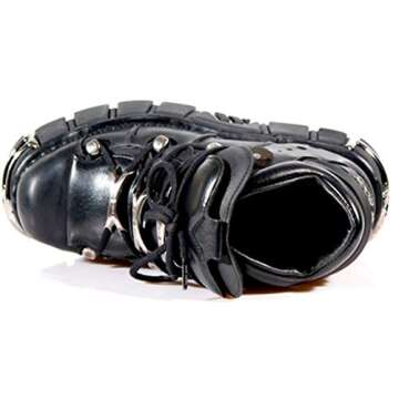 New Rock NewRock 106 S1 Unisex Metallic Black Classic Leather Biker Gothic Boots 8
