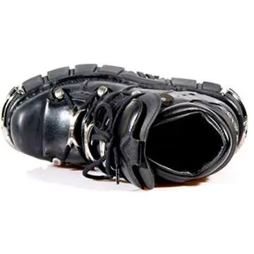 Shop New Rock 106 S1 Unisex Metallic Black Leather Boots