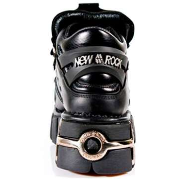 New Rock NewRock 106 S1 Unisex Metallic Black Classic Leather Biker Gothic Boots 8