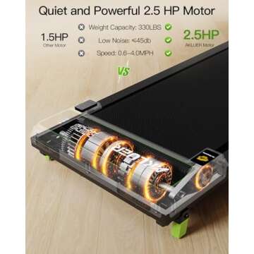 AKLUER Walking Pad with Incline, Under Desk Treadmill for Home, 2.5HP Portable Treadmills with Remote Control, 4 in 1 Incline Treadmill with LED Display