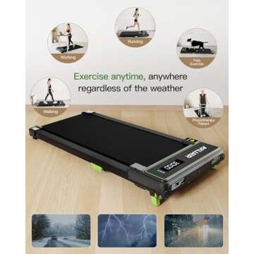 AKLUER Walking Pad with Incline, Under Desk Treadmill for Home, 2.5HP Portable Treadmills with Remote Control, 4 in 1 Incline Treadmill with LED Display