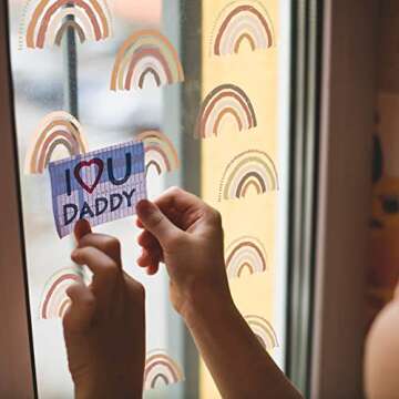 Boho Rainbow Wall Decals 72pcs Classic Rainbow Wall Decor Peel and Stick 2.56 x2.76 Inch Girl Room N...