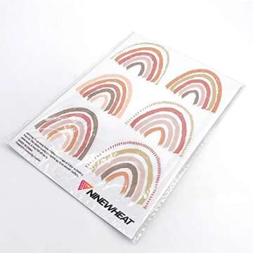 Boho Rainbow Wall Decals 72pcs Classic Rainbow Wall Decor Peel and Stick 2.56 x2.76 Inch Girl Room Nursery Playroom Decoration