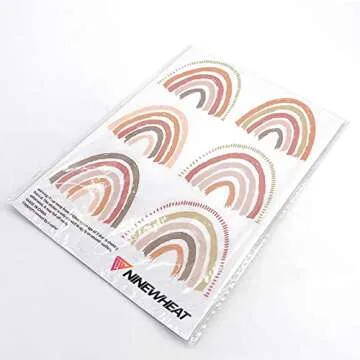 Boho Rainbow Wall Decals 72pcs Classic Rainbow Wall Decor Peel and Stick 2.56 x2.76 Inch Girl Room Nursery Playroom Decoration
