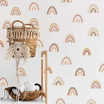 Boho Rainbow Wall Decals 72pcs Classic Rainbow Wall Decor Peel and Stick 2.56 x2.76 Inch Girl Room Nursery Playroom Decoration