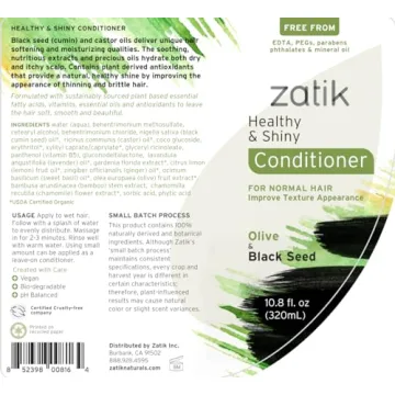 Zatik Naturals Organic Shampoo and Conditioner Set for Healthy Hair