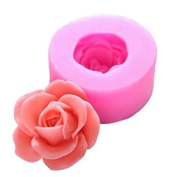 OBTANIM 2 Pcs Bloom 3D Rose Flower Fondant Silicone Molds for Chocolate Cake Soap Candy Pastry Dessert