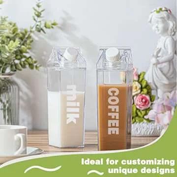 CHENGU Clear Milk Carton Water Bottle 1000 ml/ 34 Oz Portable Container Reusable Cute Plastic Milk Bottles for Juice Tea Jug Travel Camping Climbing Sports Outdoor Activities Drinking(6 Pieces)