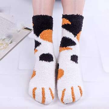 Cozy Plush Slipper Socks Women - Dog Paw 5 Pairs | Winter Comfort
