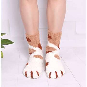 Cozy Plush Slipper Socks Women - Dog Paw 5 Pairs | Winter Comfort