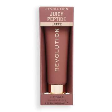 Revolution Beauty, Juicy Peptide Lip Balm, Hydrating & Plumping Lip Balm with Sheer Color, Infused with Vitamin E & Peptides, Nude Latte, 0.27 Fl. Oz