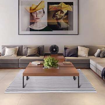 Breezsisan Striped Rug for Porch or Entryway 3'x5'