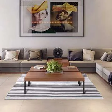 Breezsisan Striped Rug for Porch or Entryway 3'x5'