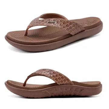 KuaiLu Flip Flops for Women Size 9, Ladies Othotic Thong Sandals With Arch Support, Plantar Fasciiti...