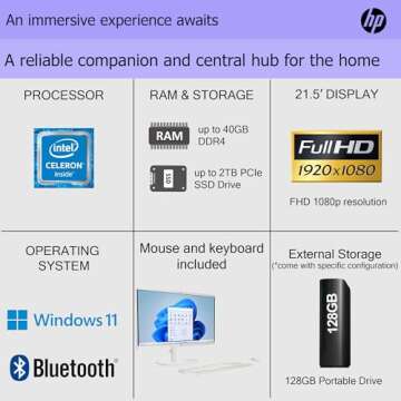 HP All-in-One Desktop | 22" Full HD Display | Intel Dual-core Processor | 32GB RAM | 2TB PCIe SSD | ...
