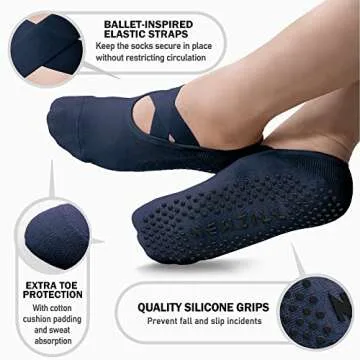 NEWZILL Non-Slip Yoga Socks for Women - 3 Pairs